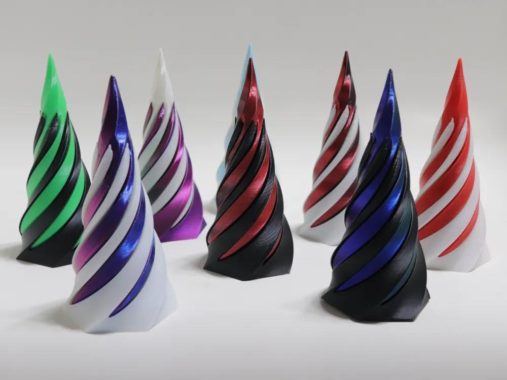 Cone espiral hexagonal fidget impresso em 3D