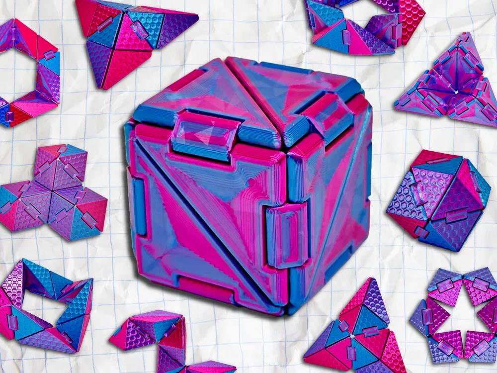Quebra-cabeça geométrico holográfico fidget impresso em 3D
