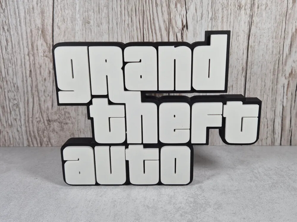 Placa decorativa Grand Theft Auto GTA impressa em 3D
