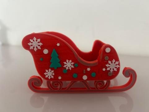 Trenó de Natal vermelho impresso em 3D