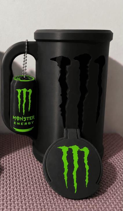 Porta-lata Monster Energy impresso em 3D
